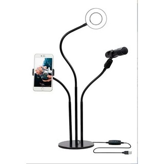Ring Light Iluminador Led 3 Em 1 Led E Suporte de Celular e Suporte de Microfone Aulas Live Stream Youtuber Foto