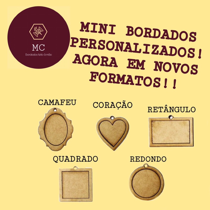 Mini Bordados Personalizados! Agora em novos formatos!