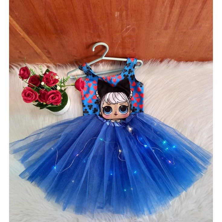 Conjunto de Tutu Arlequina Vermelho e Azul-4 à 8 Anos