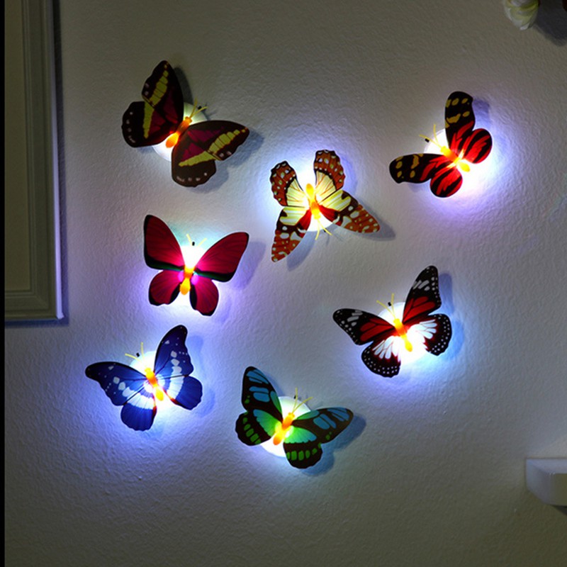 Lâmpada de LED com Adesivo de Borboleta para Decoração de Parede ...