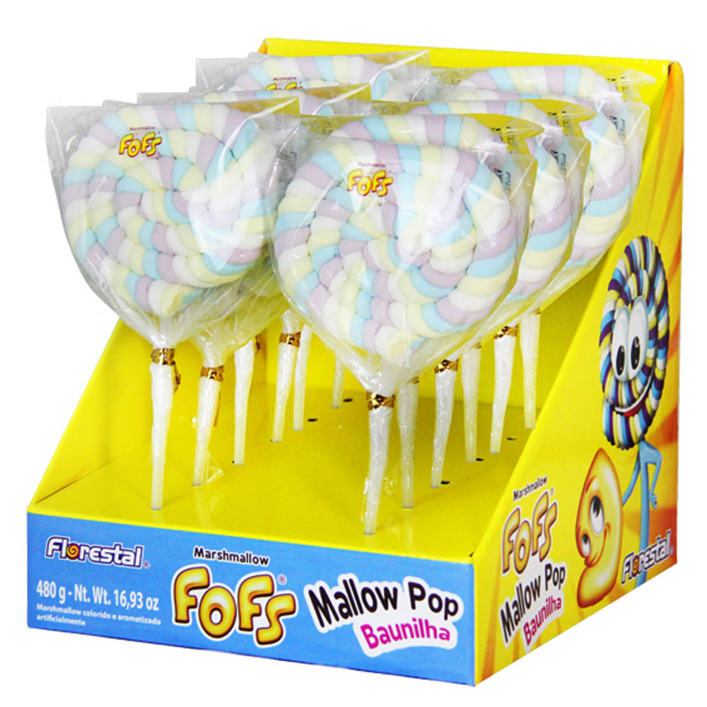 Fofs Mallow Pop Pirulito Marshmallow Azul c/12 - Florestal