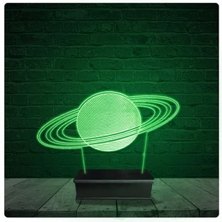 Luminária Abajur Acrílico Led - Saturno Planeta