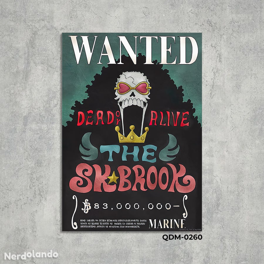 Brook - One Piece (Cartaz de Procurado - Wanted) 260 - Quadro MDF