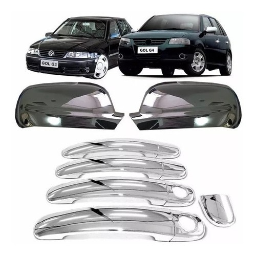 Kit Cromado Retrovisor Maçaneta Vw Gol G3 G4 4 Portas