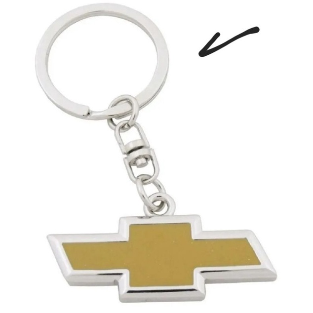 Chaveiro metal GM cromado/amarelo