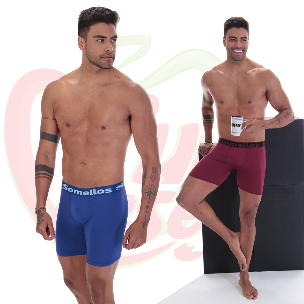 Kit 5 Cuecas Ciclista BK Long Leg Somellos em Microfibra Adulto