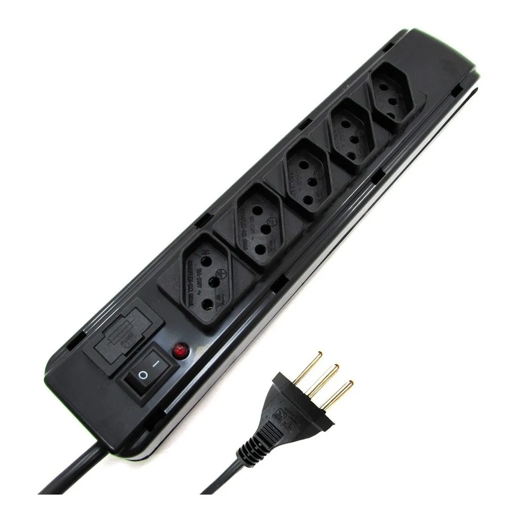 Filtro de Linha de 5 Tomadas Régua Elétrica Ótima Qualidade Proteção P/ Tv Som Computador