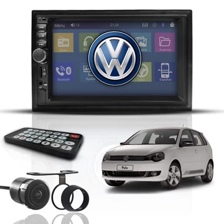 Kit Central Multimídia Mp5 2 Din Espelha Dvd Câm Polo Hatch