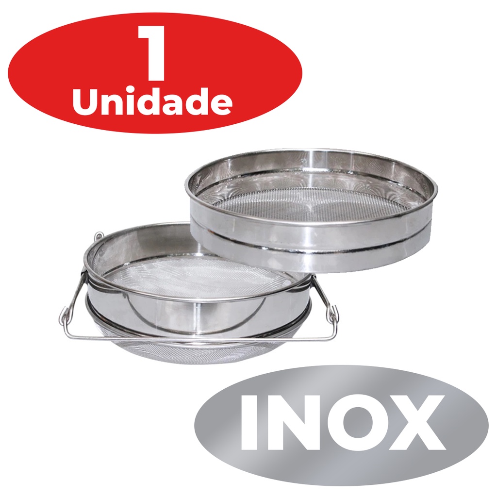 Peneira Em Inox Para Mel Dupla Camada Extensível Apicultura