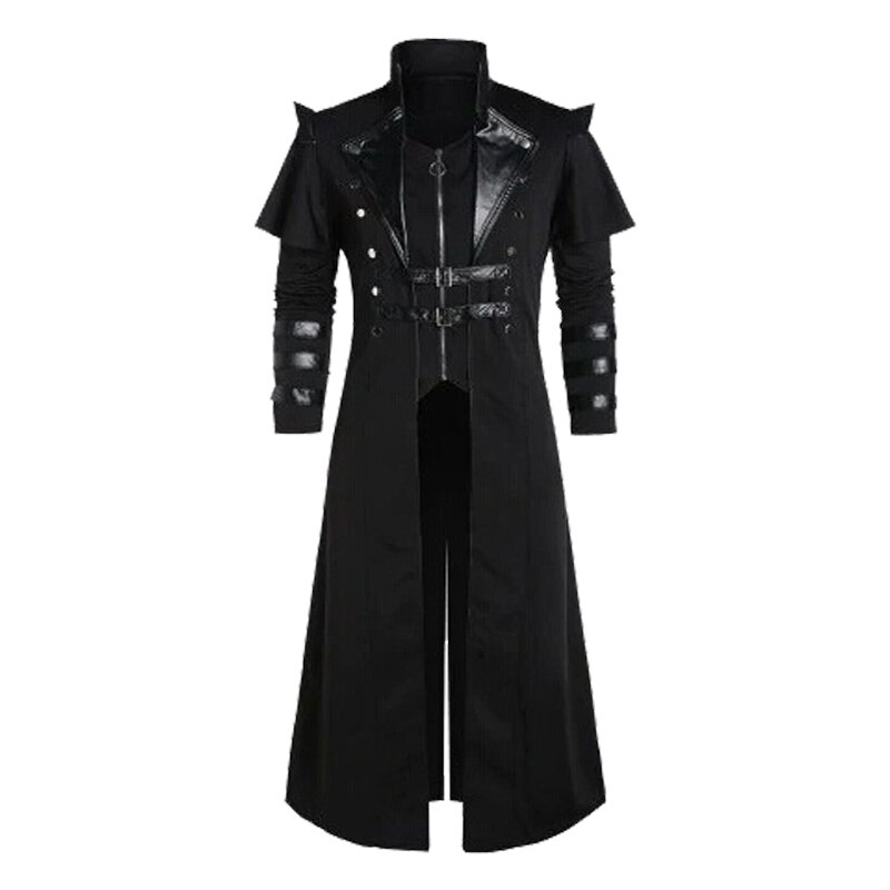 Gótico Steampunk Vintage Medieval Vampiro Diabo Vermelho Casaco