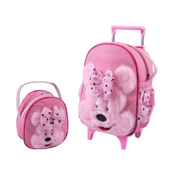 Kit Mochila De Carrinho Infantil Bichinho G com Lancheira Da Paty