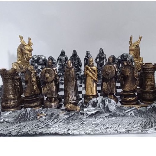 HPL Conjunto masculino de xadrez de cavaleiro guerreiro blindado ouro e  prata medieval Times Cruzadas - SEM Tabuleiro