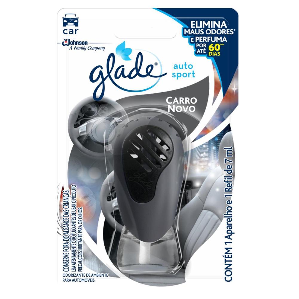 Odorizador Automotivo Glade Auto Sport + Refil Carro Novo 7ml