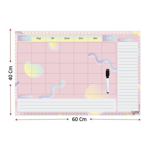 Planner De Parede Magnético Quadro Lousa Planejador Mensal ...