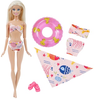Maiô Biquíni Luxo Para Boneca Barbie + Boia e Par de Chinelinho Moda Praia  Roupinhas Acessórios Verão