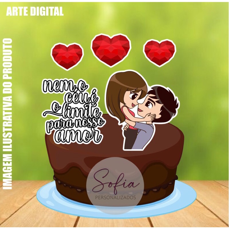 Oblee Marketplace  Topo Topper de Bolo Personalizado Tema Amor é Lindo