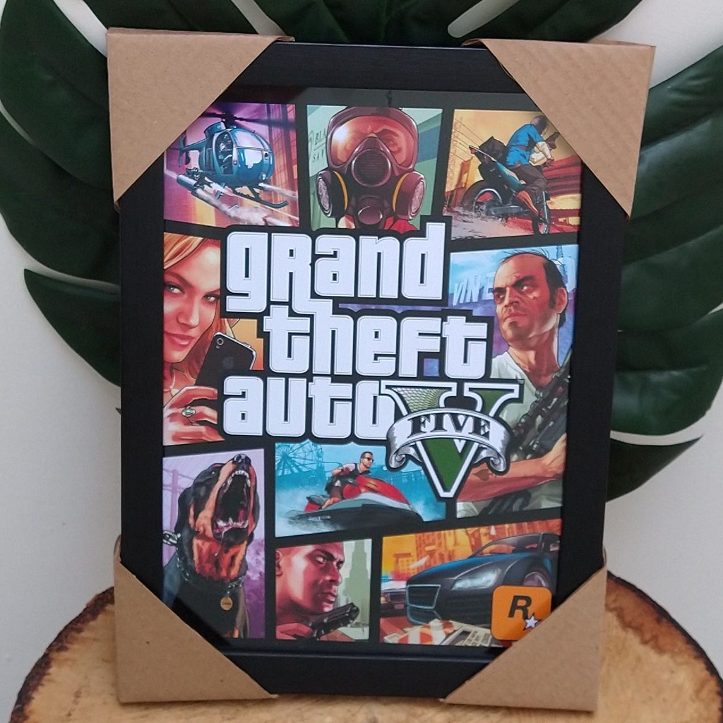 Quadro Moldura Grand Theft Auto V Gta 5 Mapa Placa de Brinde