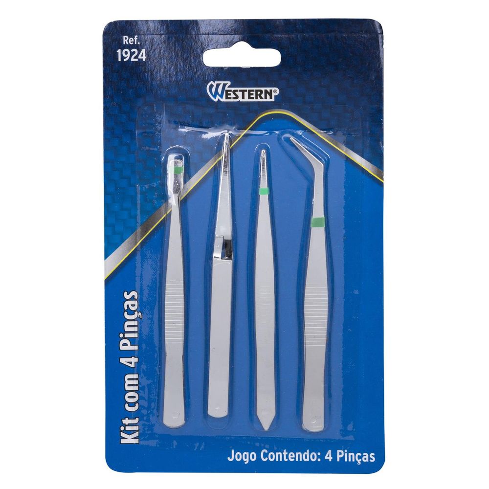 Kit c/ 4 Pinças reta curva chata inversa Western - . UN