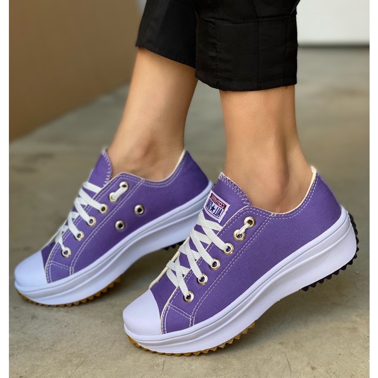 tenis feminino taylor run hike azul plataforma lona confortavel promocao oferta relâmpago