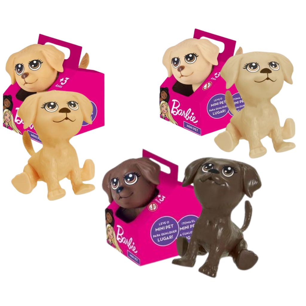 Kit mini Cachorrinhos Pets da Barbie Taffy, Honey e Dj na casinha