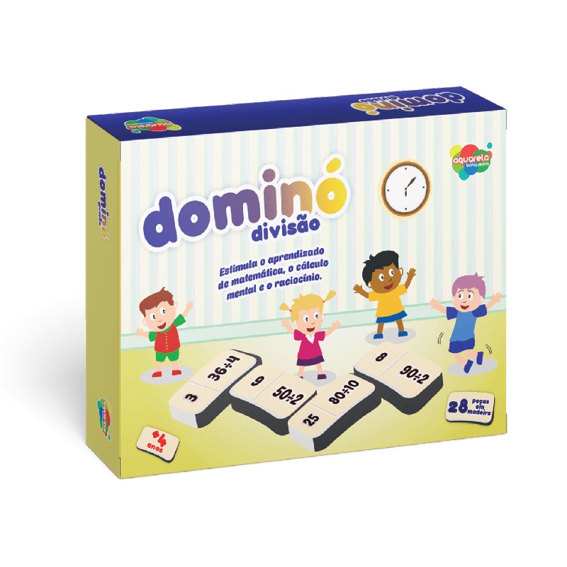 JOGO DOMINO 28 PECAS MADEIRA AQUARELA - REF. 101 - 1 UNIDADE - Brinquedos