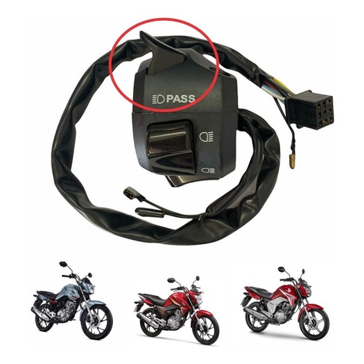 Punho Chave Luz C/ Lampejador Botão Pass Titan Fan Start 160