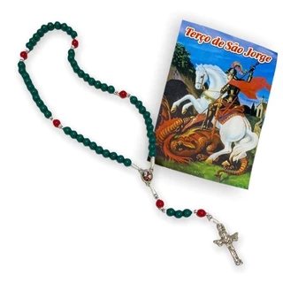 Terço com Folheto Oração São Jorge 26cm