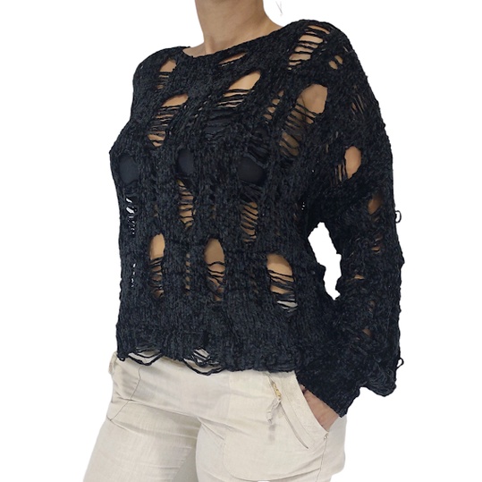 Blusa Feminina em Tricô Rasgado