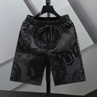 Shorts Homens Calças Curtas De Luxo Light Flocking Cortadas De Praia Masculina Rua Casuais Retas