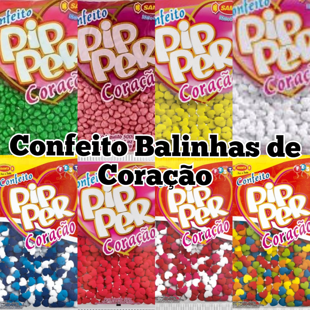 Confeitos balinhas de Coração Pipper- 500g - Sams