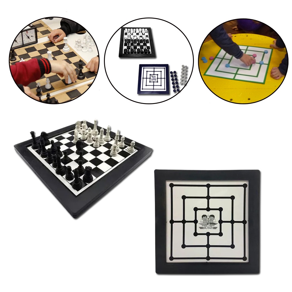 Brinquedo Jogo de Tabuleiro Infantil Classico Xadrez e Trilha 2 em 1  Divertido