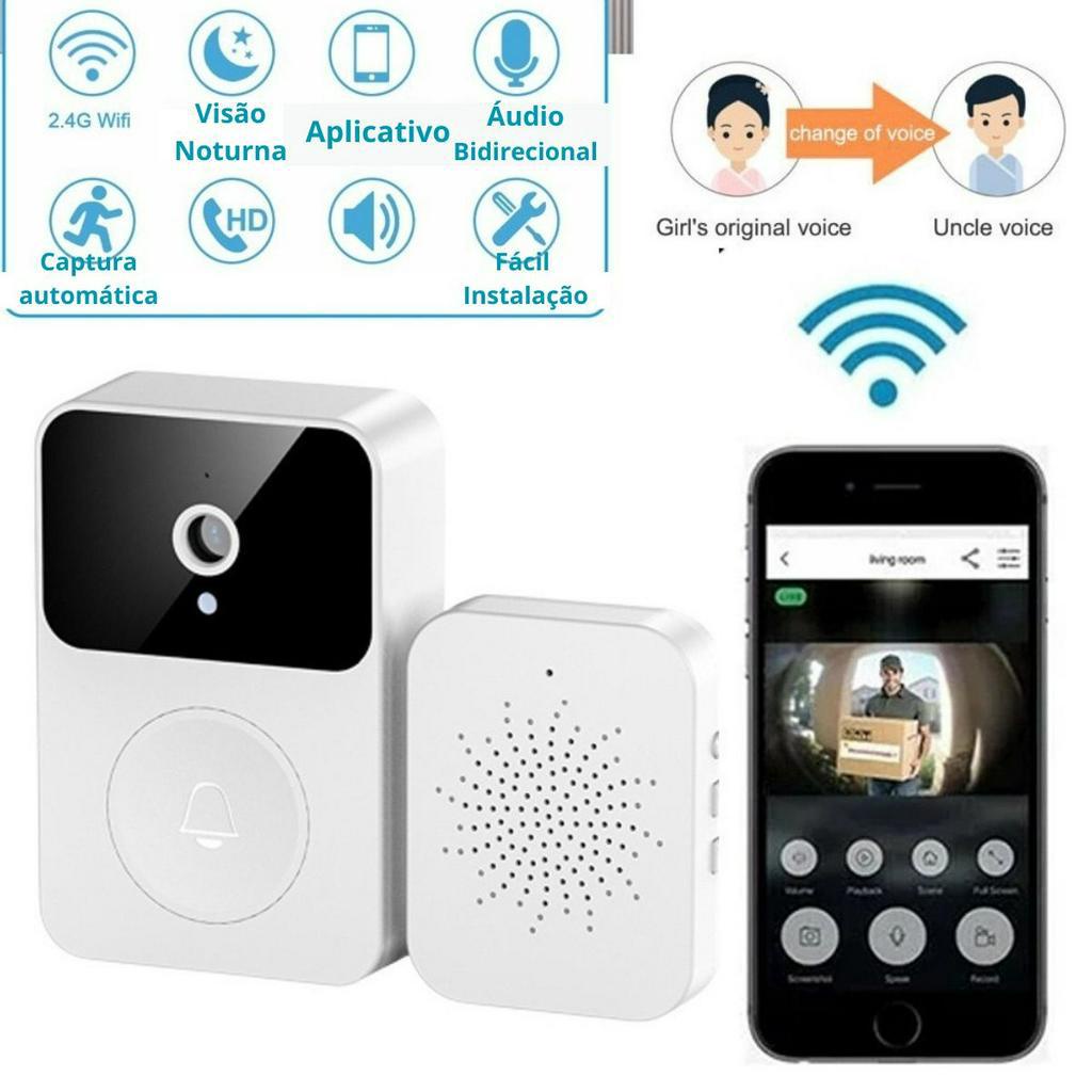 Campainha de Câmera de Segurança, Campainha de Vídeo Inteligente WiFi de  2,4 GHz Com Controle de APP para Casa (Branco) : : Ferramentas  e Materiais de Construção