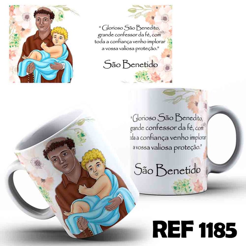 Caneca São Benedito em Cerâmica 325ml