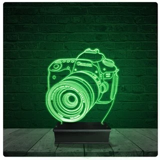 Luminária Abajur Acrílico Led - Canon Fatógrafo Câmera