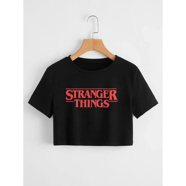 Cropped de Malha 100 Algod o Camiseta Box Stranger Things