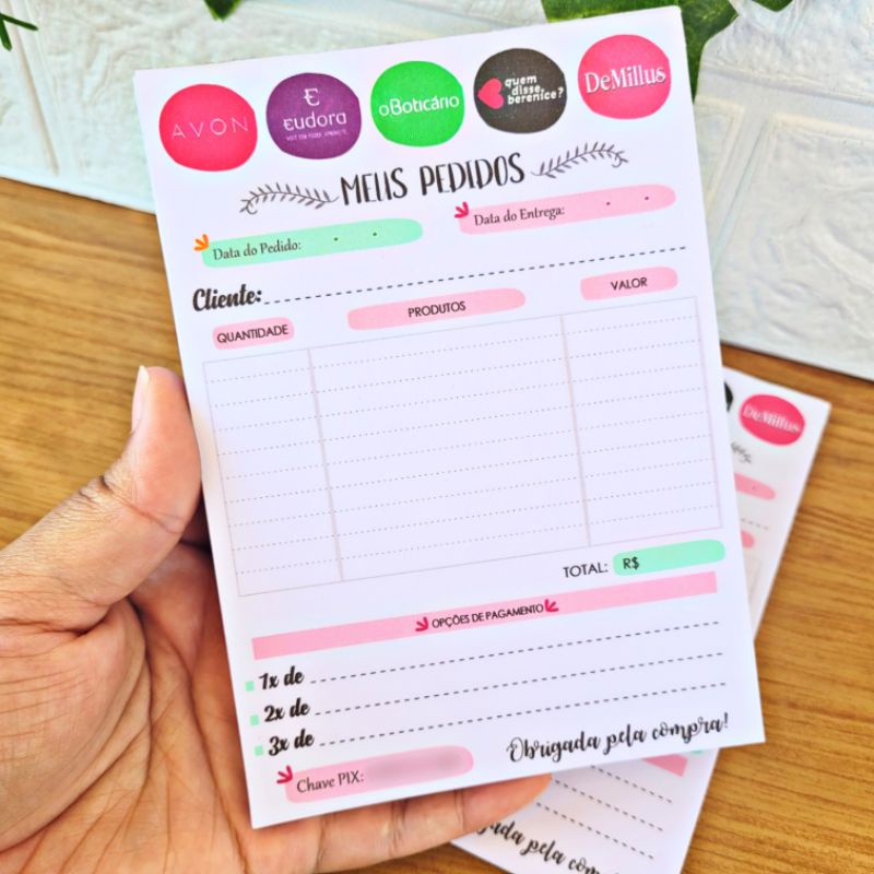 Bloquinho de Pedidos Personalizado A5/A6 50 folhas - Talão Destacável ...