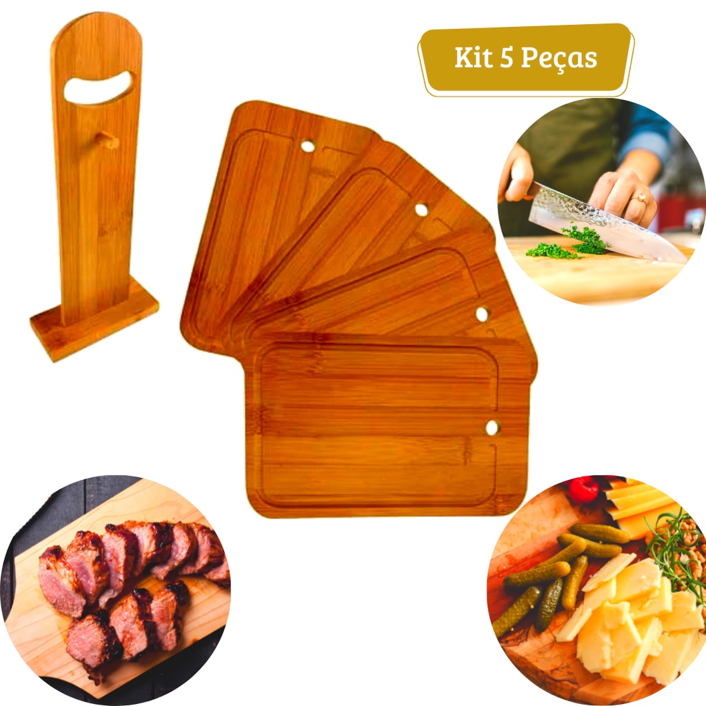 Tabua De Carne Bambu Tabua Carne Madeira Tabuas Suporte Kit Churrasco ...