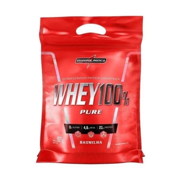 Whey Protein 100% pure Integralmedica sabor Baunilha, morango ou chocolate