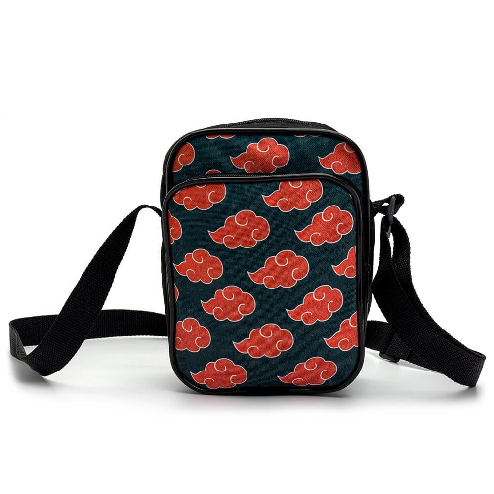 NARUTO-Akatsuki bolsa de peito vermelho nuvem para homens e mulheres,  mochila tiracolo, bolsa de ombro pequena, impermeável, casual, presente