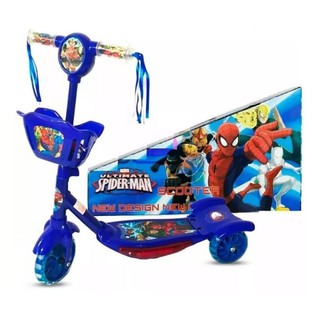 Patinete 3 Rodas Infantil Homem Aranha Cesta / Vingadores / Frozen com LED