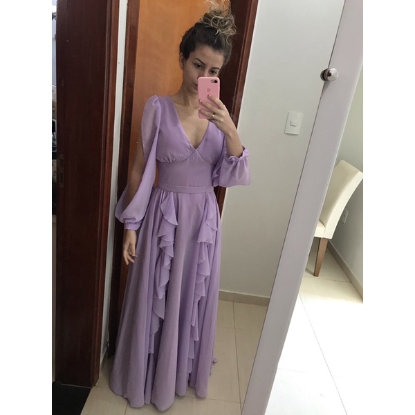 Vestido longo de baloiço grande sexy com decote Em V estampa