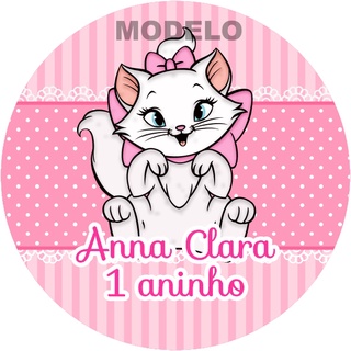 Gatinha Marie Adesivo Agradecimento/Latinha ou Tag Com Furo 5 cm