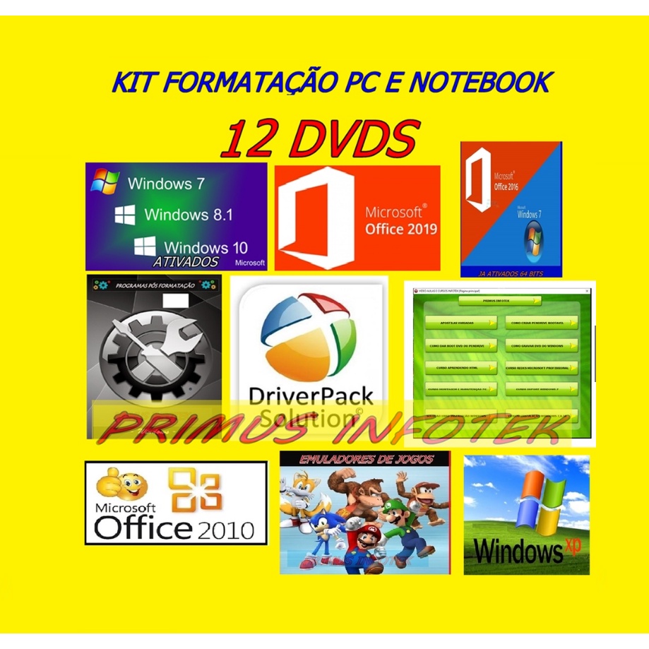 012 dvds formatação windows 10 ,7 ,8.1 drives pos formatcao e video emulado  jogo
