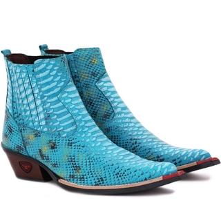 Bota Country Masculina Elegante Texana Bico Fino Cowboy 3000 Azul Claro