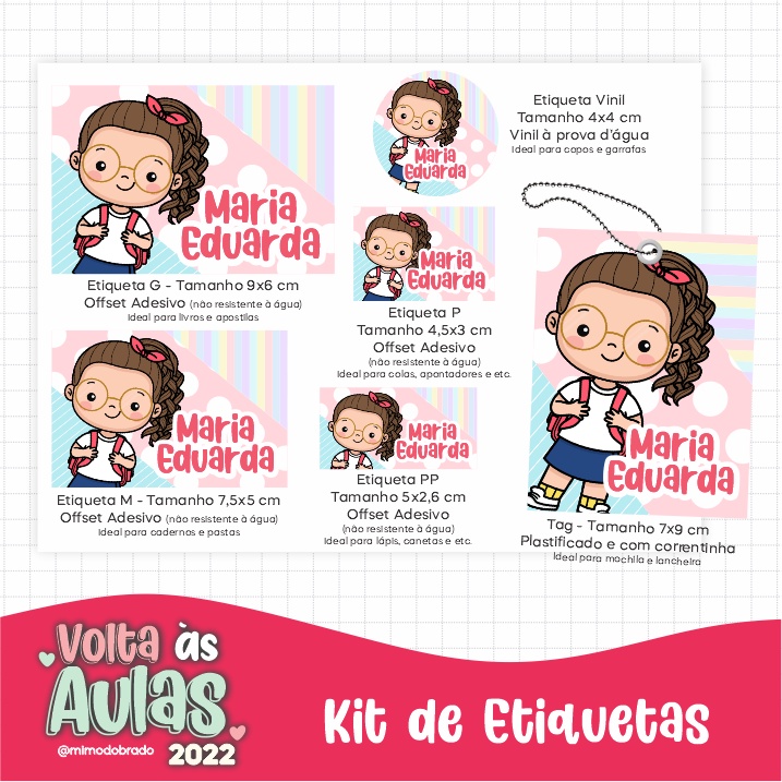 Kit Digital Etiquetas Escolares Roblox Menina