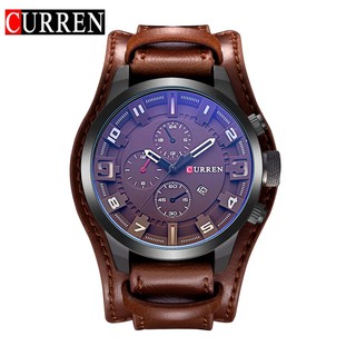 Relógio de pulso CURREN quartz masculino luxo Data Esporte militar pulseira couro Moda Calendário Correia 30m / 3atm 8225 quartzo