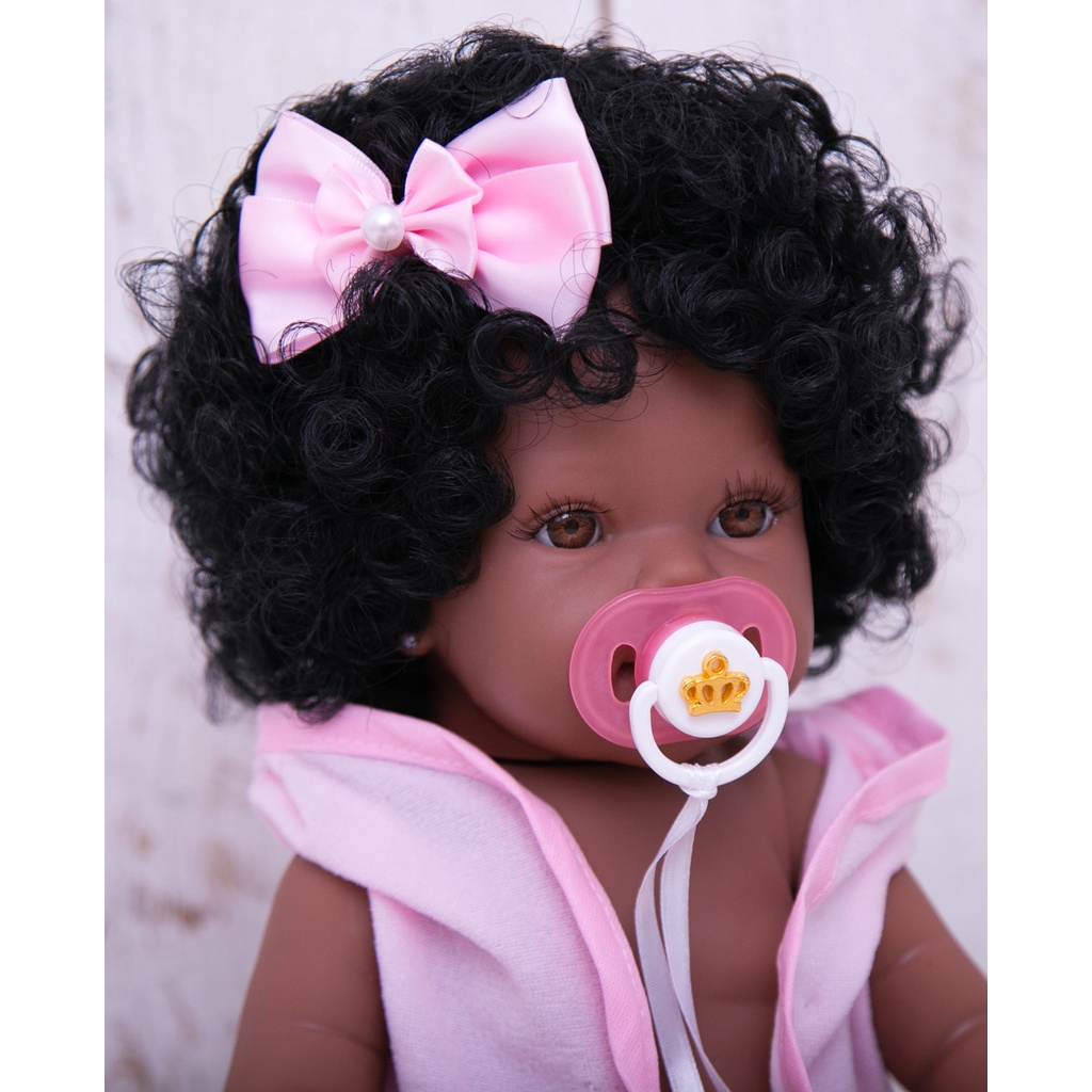 Boneca Bebê Reborn Menina Morena Cabelo Black 30cm - Manias da Karla do   - Loja Virtual