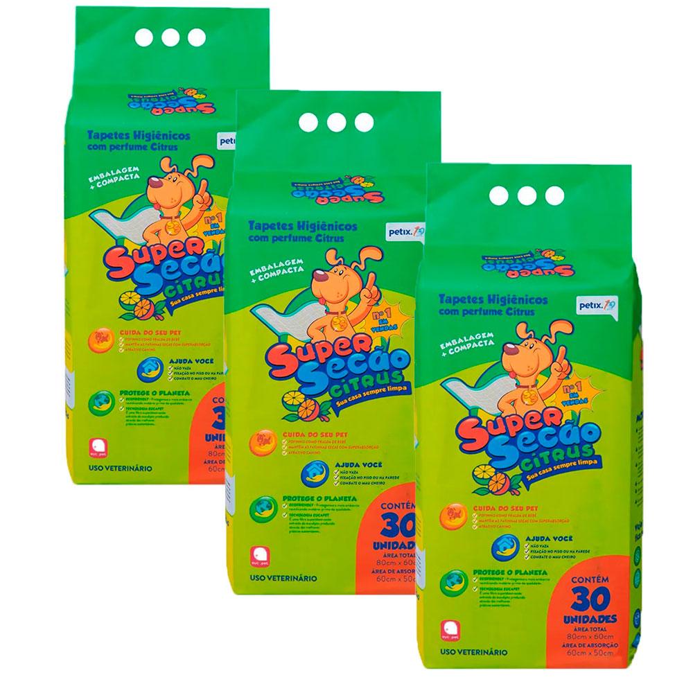 Imagem do produto Kit 3 Tapetes Higiênicos Cães Super Secão Citrus C/30 Unidades
