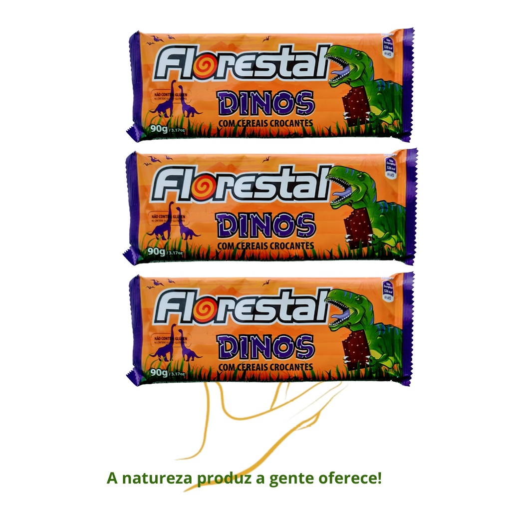 Kit 3 Chocolates Florestal- Chocolate Ao Leite Com Cereal Dino 90g Cada ...
