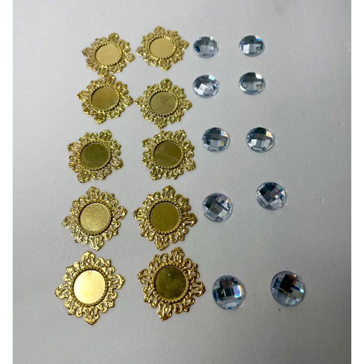 Tag metal com chaton / tag medalha / base para chaton / tag metal